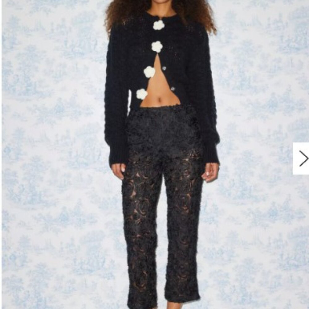 Kimchi Blue Urban Outfitters Black Rosette Sheer Cropped Pants Size L